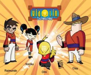 Puzzle Οι τέσσερις πολεμιστές Xiaolin: Raimundo, Kimiko, Omi και Clay
